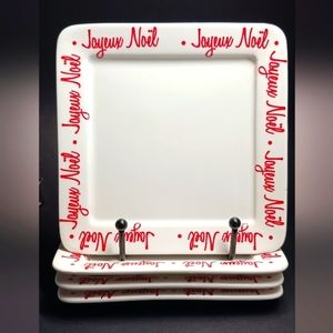 Ciroa Red & White JAYEUX NOEL Square Porcelain Holiday Serving 4 Platters